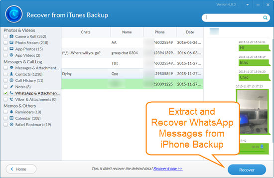 ibackup extractor facebook messages