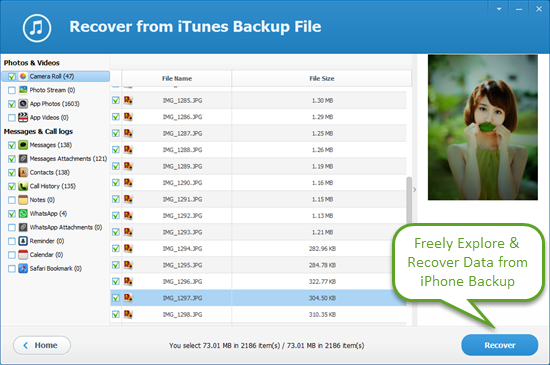 Explore and Recover Data from iPhone Backup