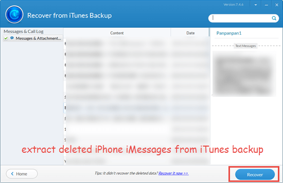 Extract deleted iMessages from backup on your computer