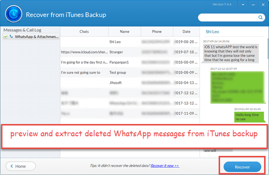 Retrieve Deleted iPhone WhatsApp Messages from iTunes Backup