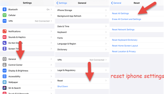 Reset the iPhone’s Settings